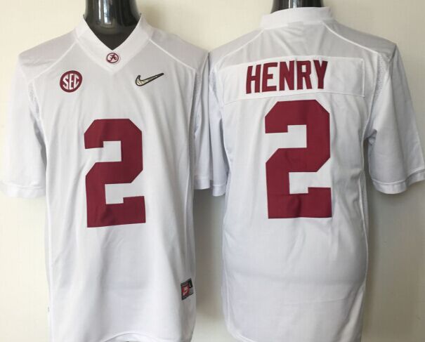 Men's Alabama Crimson Tide Derrick Henry #2 White Jersey